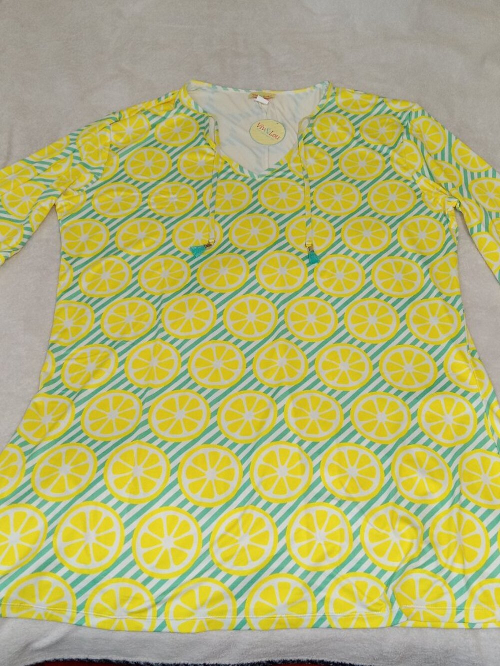 Viv & Lou Lemon Print Tunic Dress Main Squeeze Swim Cover Up 2XL NEW - Picture 8 of 11